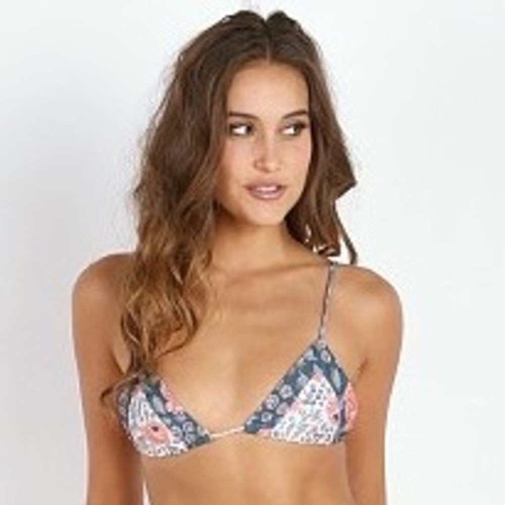 Beach Riot X Stone Cold Fox Dahlia Vintage Floral Print‎ String Bikini Top Sz L